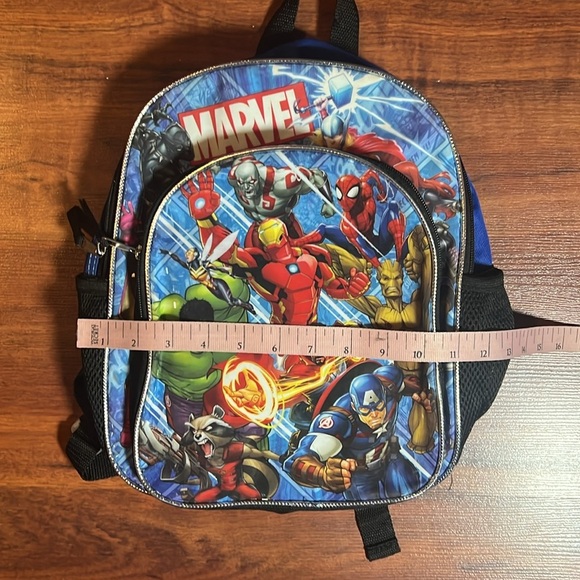 Marvel Mini backpack zipper pocket, blue unisex super heroes carryall kids - Picture 8 of 10